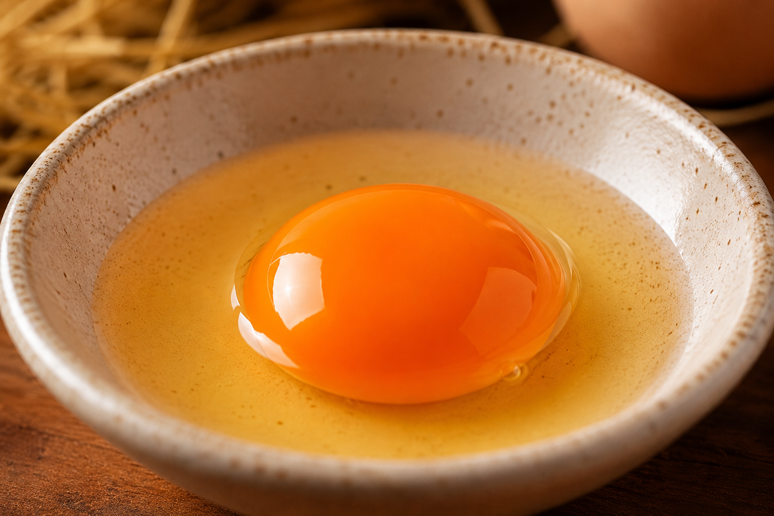 Macro close-up of a Flygoog egg with a rich orange yolk